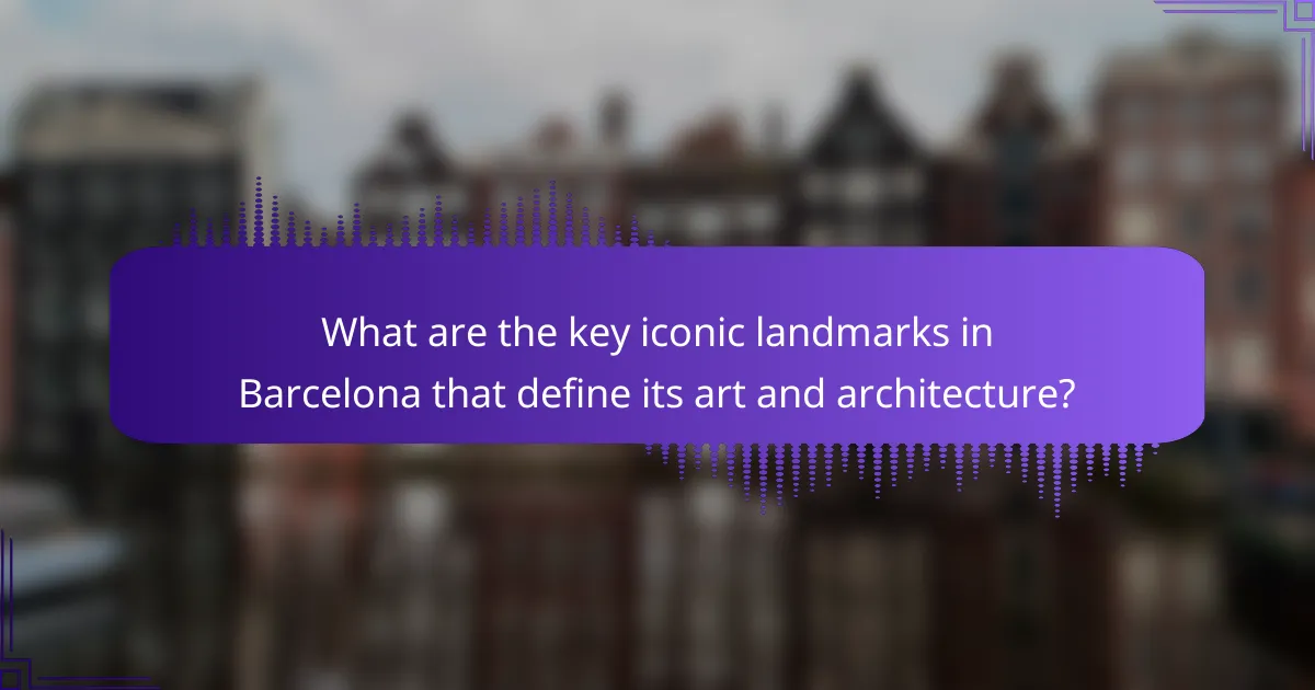 What are the key iconic landmarks in Barcelona that define its art and architecture?