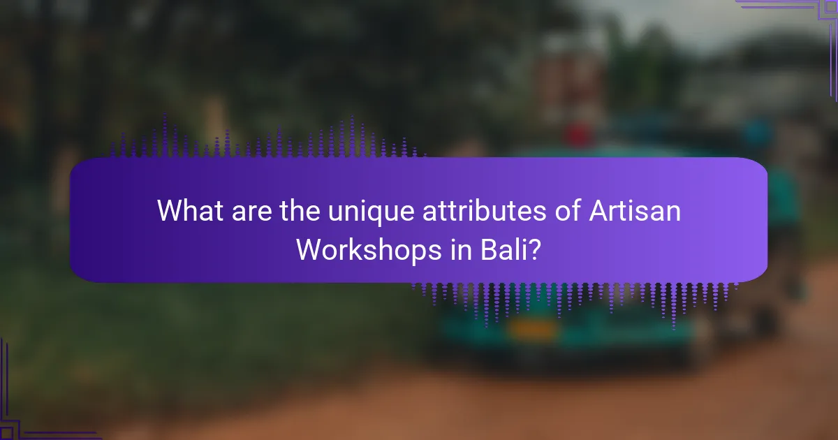 What are the unique attributes of Artisan Workshops in Bali?
