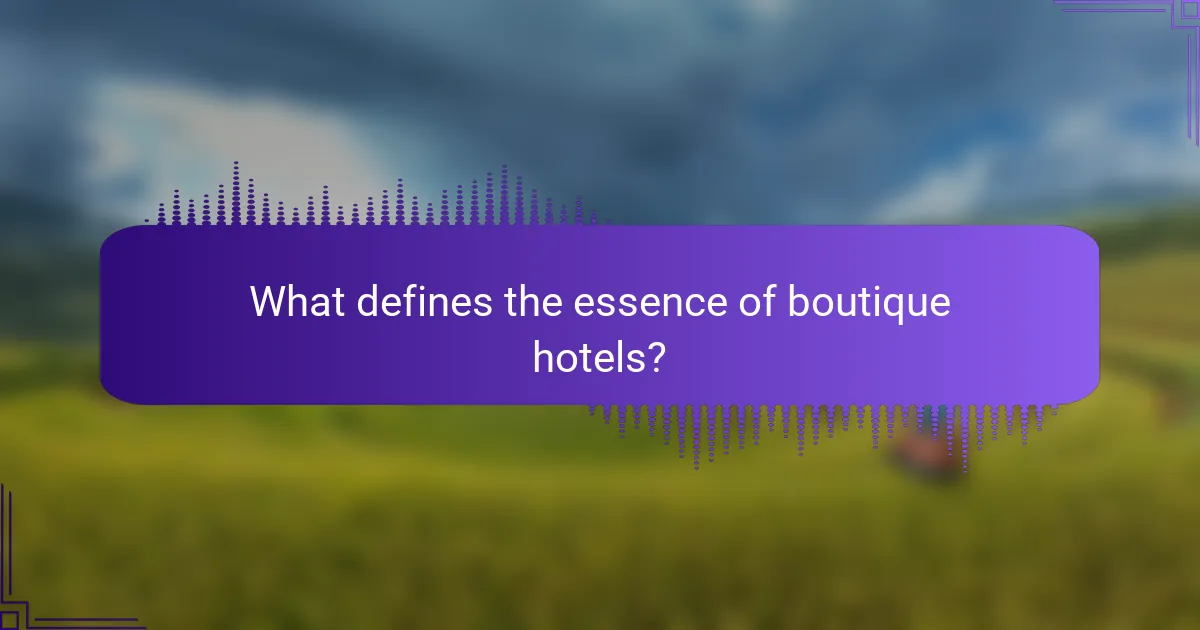 What defines the essence of boutique hotels?