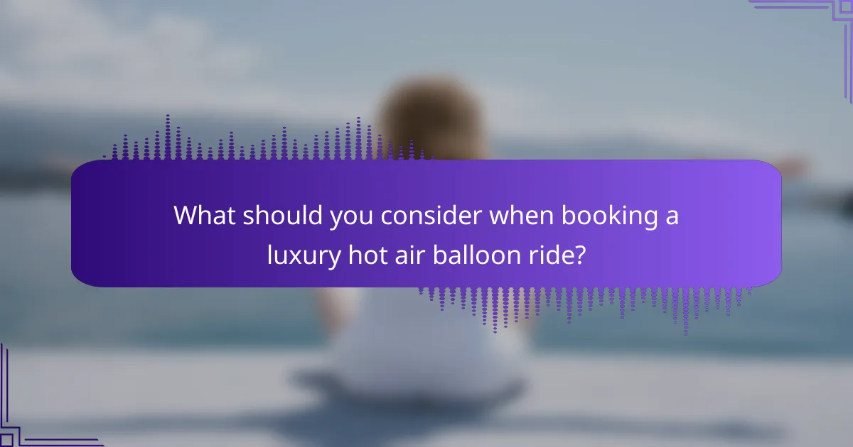 What should you consider when booking a luxury hot air balloon ride?