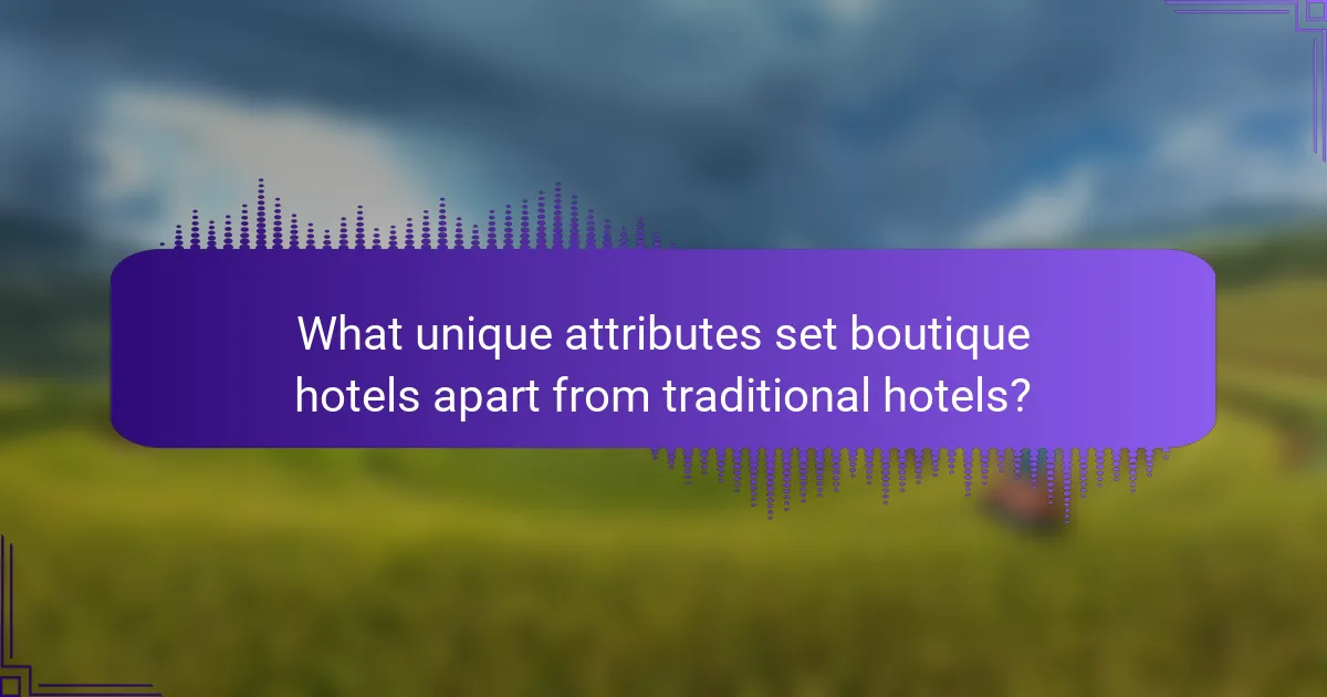 What unique attributes set boutique hotels apart from traditional hotels?